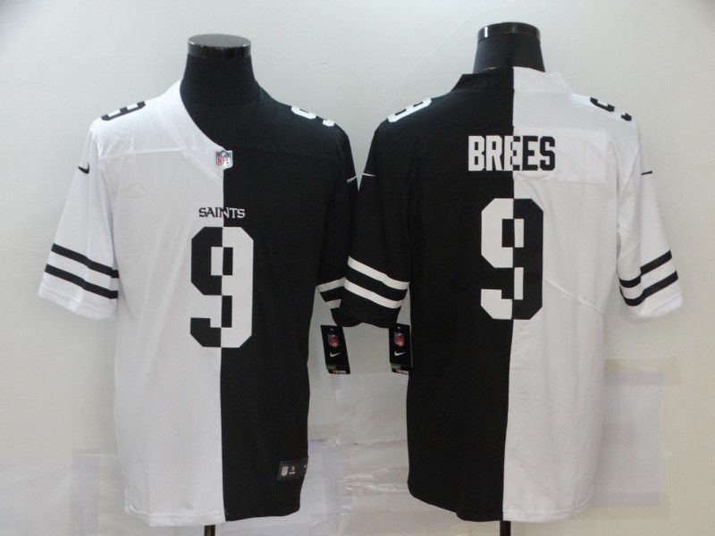 Men New Orleans Saints #9 Brees Black white Half version 2020 Nike NFL Jerseys->cleveland browns->NFL Jersey